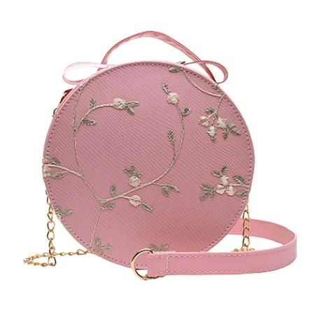 Puntoco Clearance Women S Lace Fresh Handbag Crossbody Bag Solid Color Small Round Bag Pink | Walmart (US)
