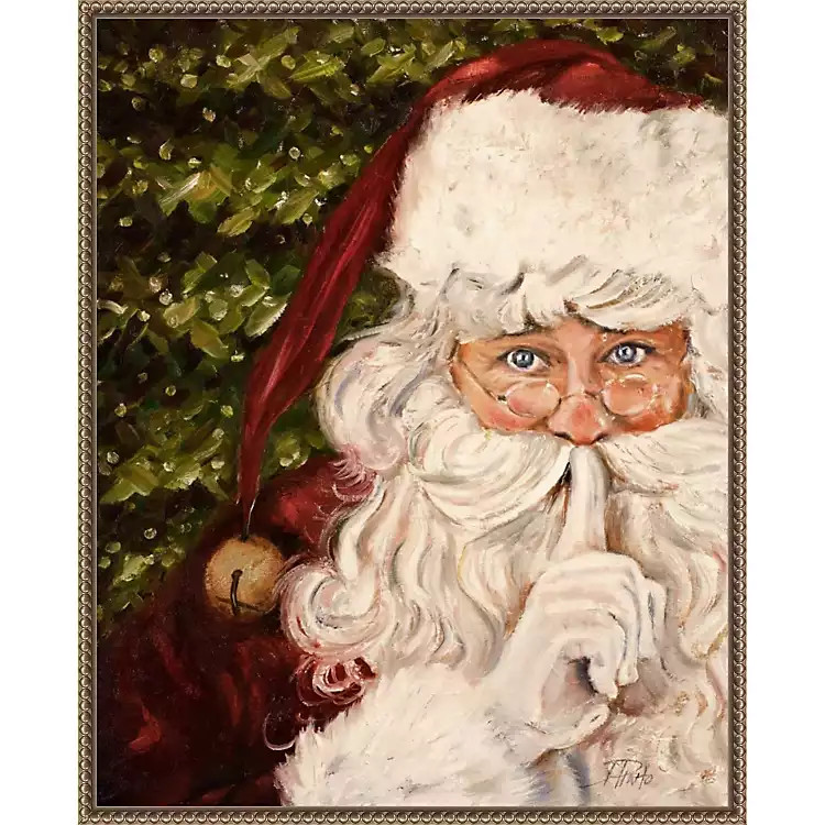 New! Secret Santa Framed Canvas Art Print | Kirklands