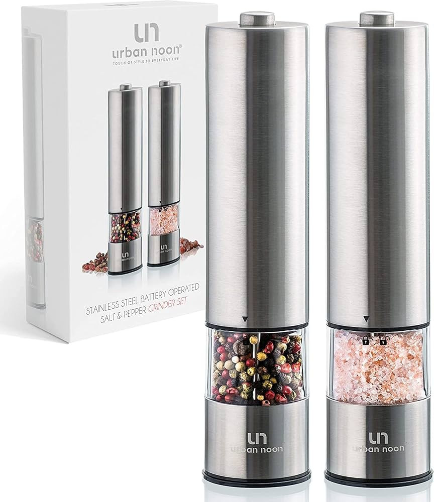 Electric Salt and Pepper Grinder Set - Stainless Steel Battery Operated Salt & Pepper Mills with ... | Amazon (US)