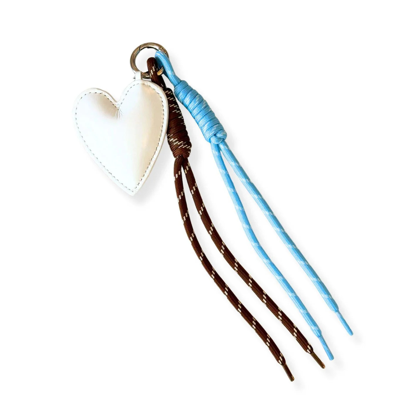 Trending Paracord Bag Charms - Heart with Brown and Light Blue NEW! | Quilted Koala