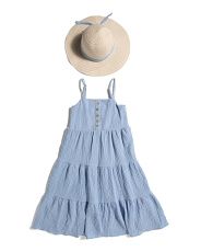 Big Girls Tiered Dress With Hat | TJ Maxx