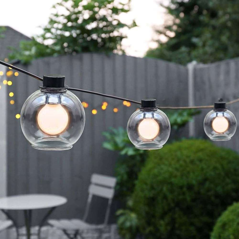 Afirst Lantern String Lights Cafe Lights Glass Globe Bistro Light with 10 LED Bulbs Waterproof Co... | Amazon (US)