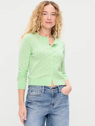 SoSoft Lite Cropped Pointelle Cardigan | Old Navy (US)