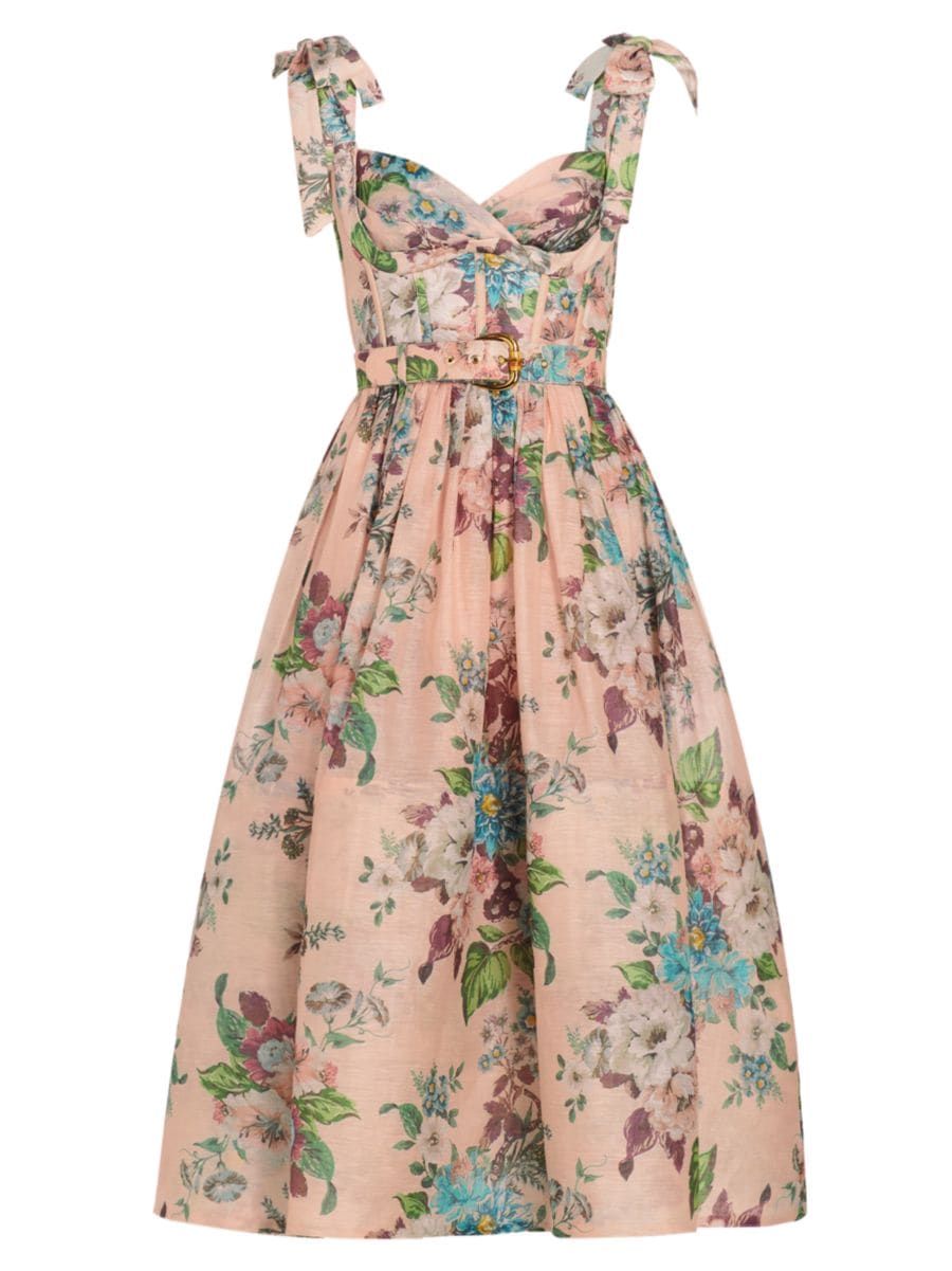 Matchmaker Floral Linen & Silk Midi-Dress | Saks Fifth Avenue