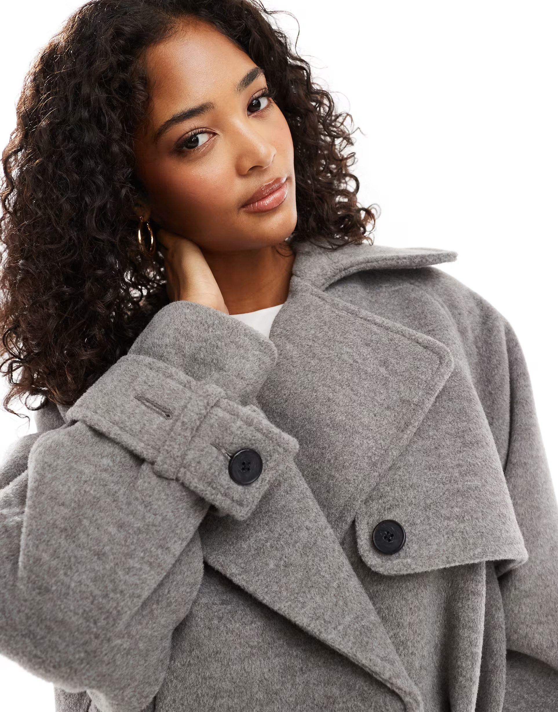 ASOS DESIGN bubble hem formal cropped trench coat in gray heather | ASOS (Global)