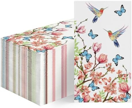 Horaldaily 100 Spring Summer Disposable Paper Decorative Guest Napkins, Watercolor Hummingbird Bu... | Amazon (US)