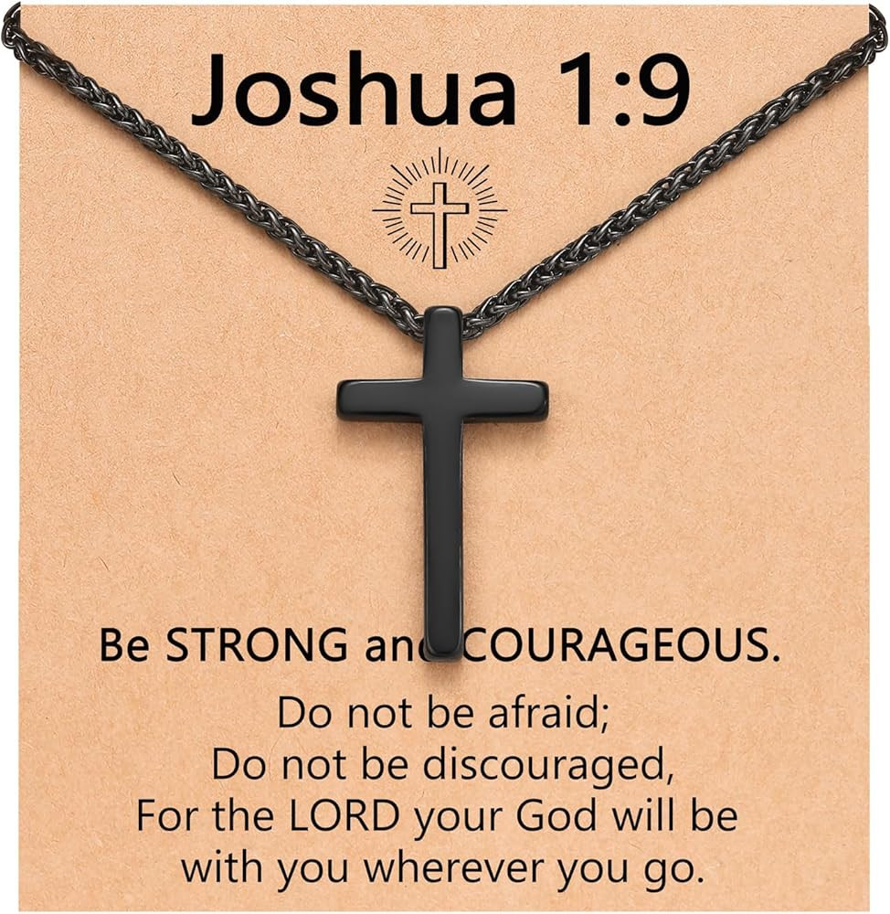 UNGENT THEM Be Strong in Faith – Bible Verse Stainless Steel Cross Necklace for Men Teen Boys C... | Amazon (US)