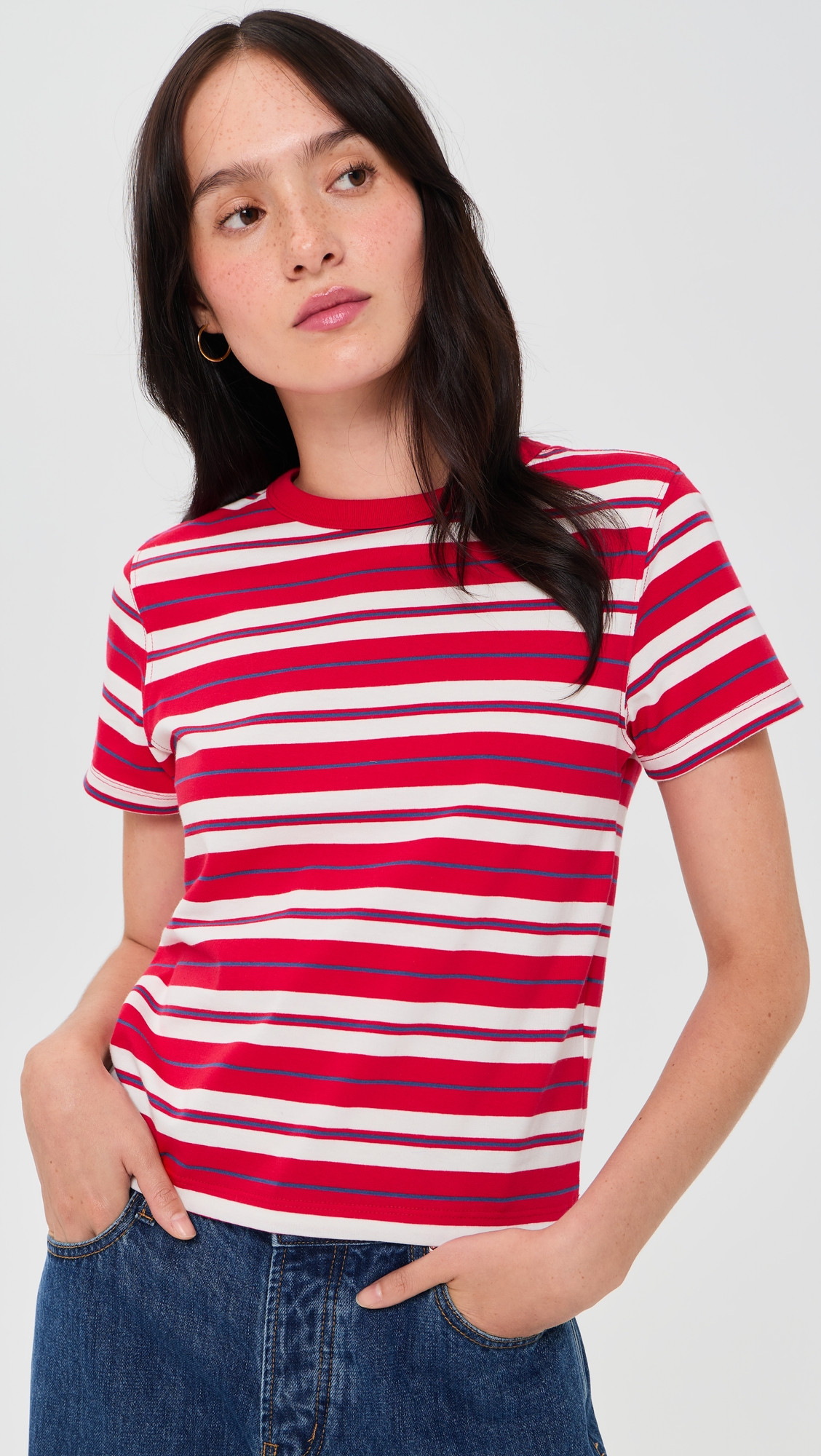 DAZE Zuma Crew Neck Tee Scarlet Stripe L | Shopbop