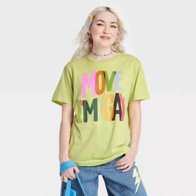 Pride Adult "Move I'm Gay" Short Sleeve T-Shirt - Moss Green | Target