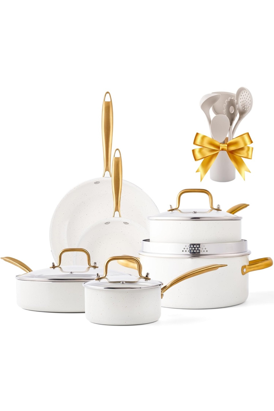 Such a great price on this beautiful white and gold non stick set of pans 🤍

#LTKhome #LTKsalealert #LTKstyletip