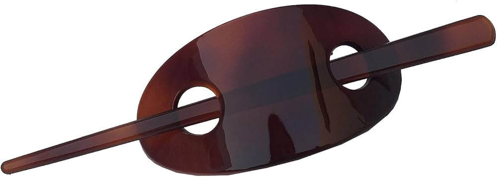 Parcelona French Classic Oval Brown Tortoise Shell Bun Cover Holder Hair Slider Pin Thru Hair Bar... | Amazon (US)