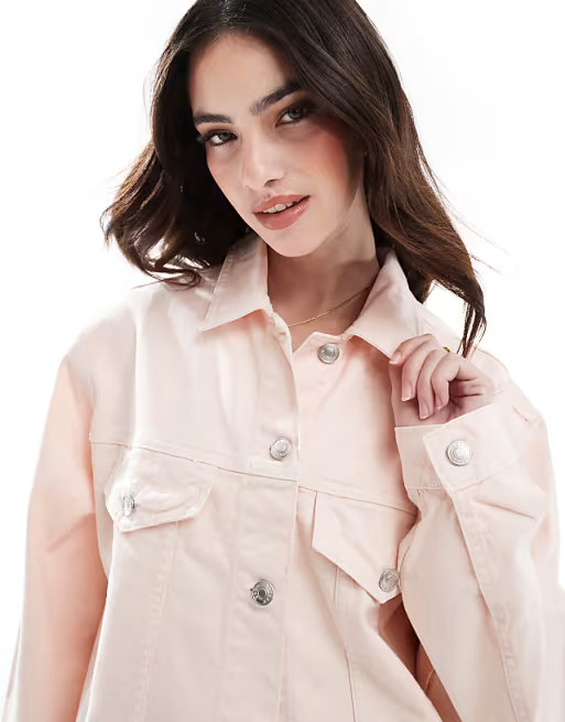 ASOS DESIGN denim western jacket in washed pink | ASOS (Global)