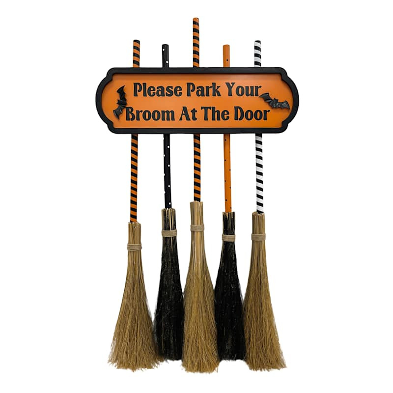 Orange & Black Witches Broom Wall Decor, 38" | At Home