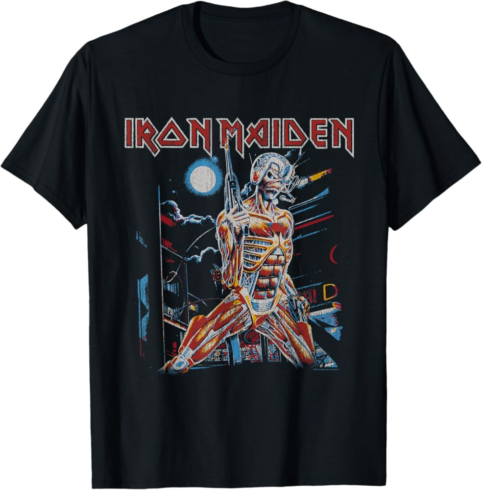 Iron Maiden Vintage Cityscape T Shirts for Men and Women Graphic Tees Band Merch | Amazon (US)