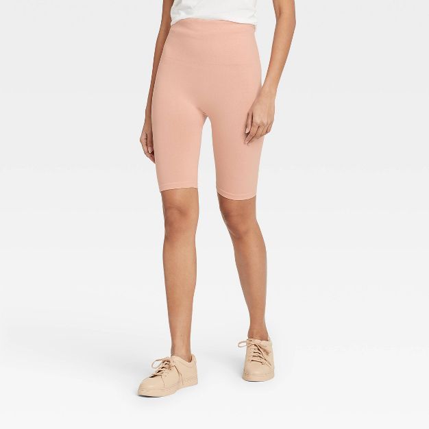 Women's High-Waist Cotton Blend Seamless 7" Inseam Bike Shorts - A New Day™ | Target