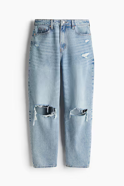 H & M - High Rise Barrel Leg Jeans - Blue | H&M (US + CA)