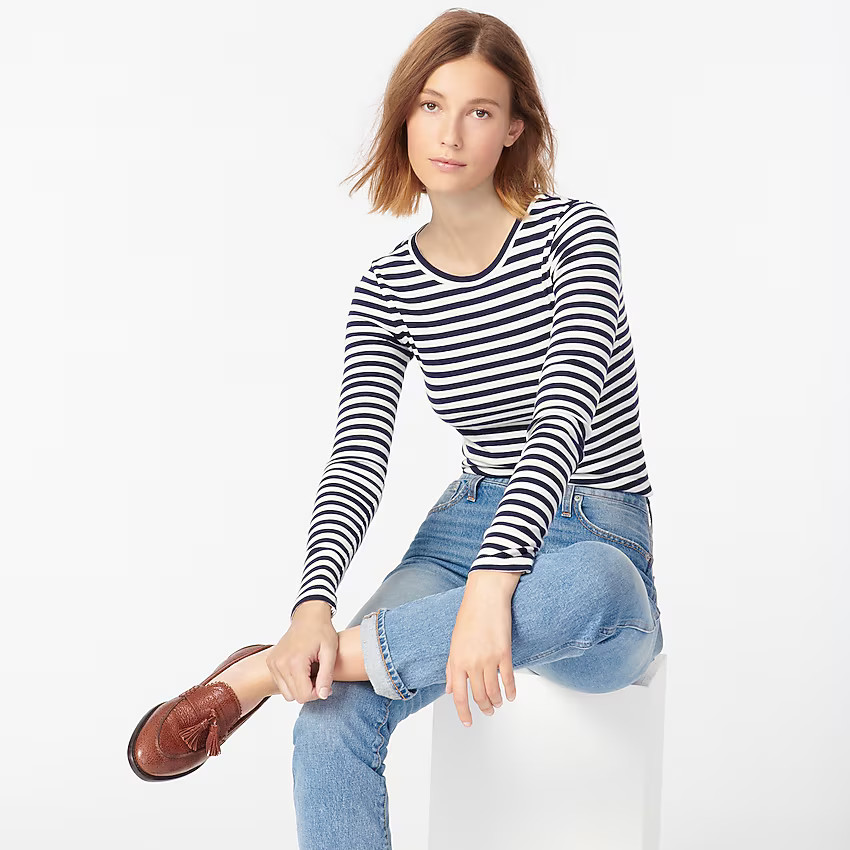 Slim perfect long-sleeve T-shirt in stripes | J. Crew US