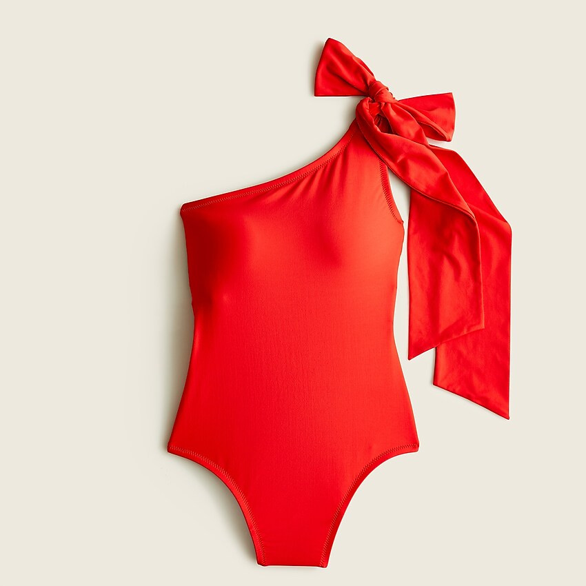 Bow-tie one-shoulder one-piece swimsuit | J. Crew US