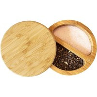 Bamboo salt keeper double salt and pepper bowl, salt cellar and storage box with two compartments, m | ManoMano UK
