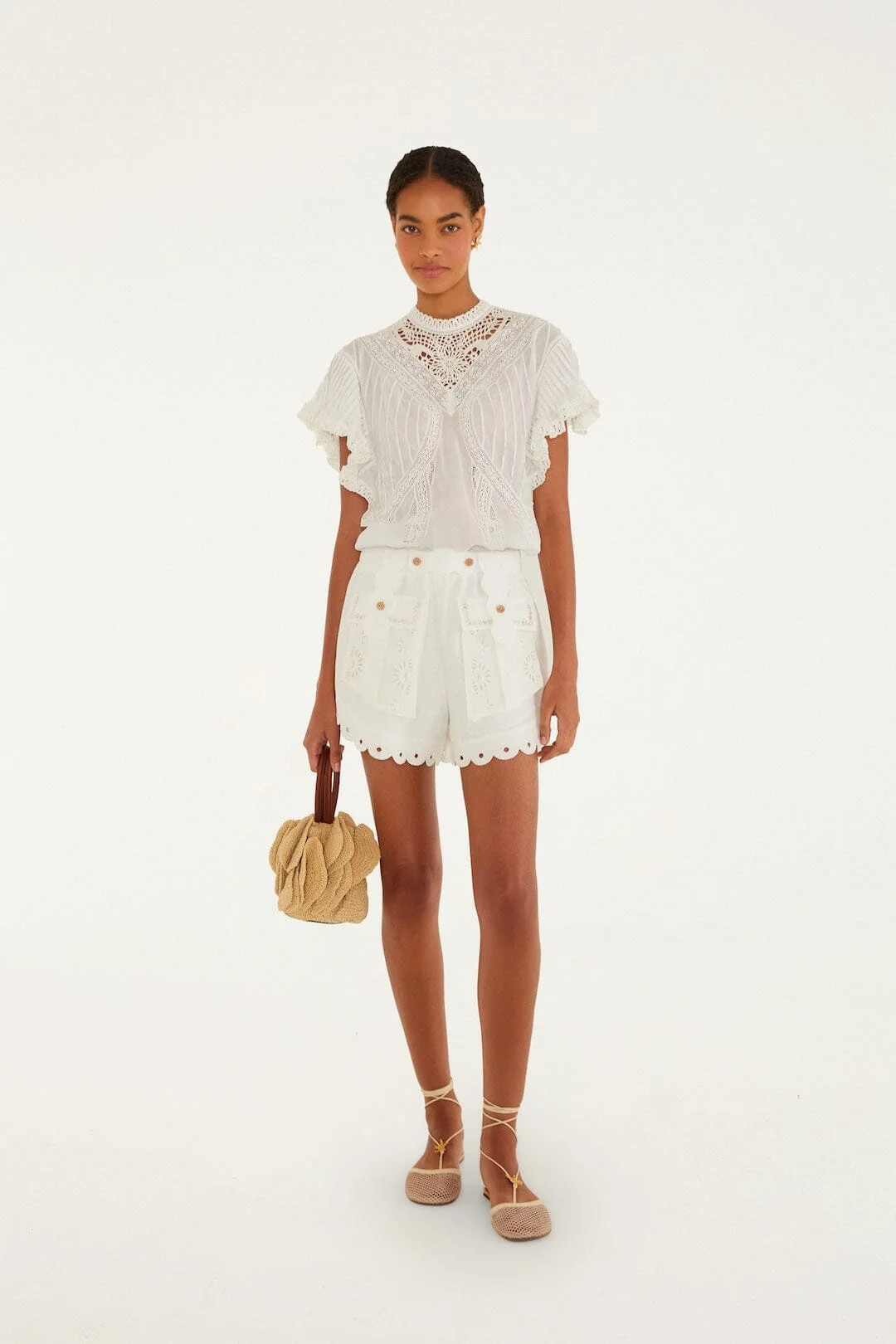 Off-White Artisanal Euroflax\u0099 Premium Linen Short | FARM Rio | FarmRio (US)