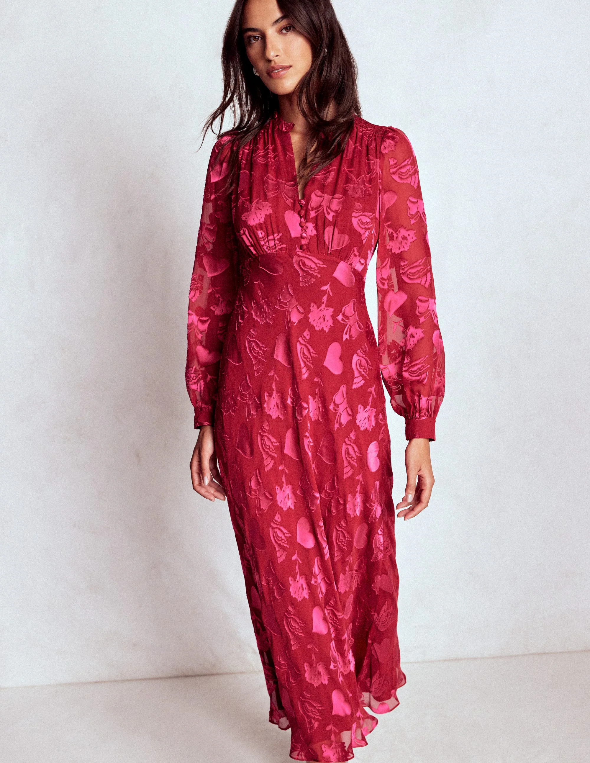 Cassie Devore Midi Tea Dress-Pink Peony, Dainty Medley | Boden (US)