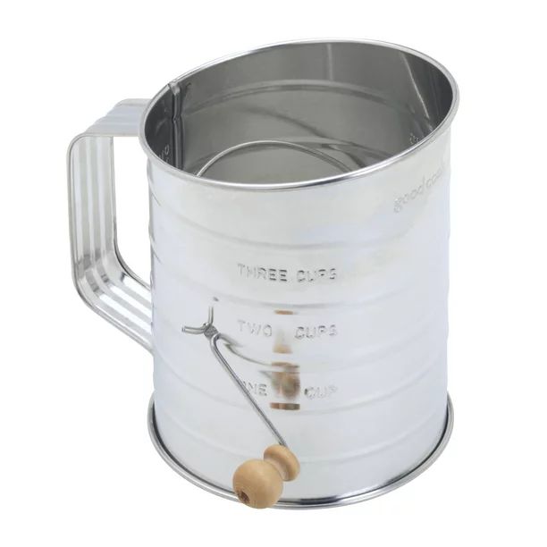 GoodCook PROfreshionals 3-Cup Metal Tin Flour Sifter with Wooden Crank Knob, Silver - Walmart.com | Walmart (US)