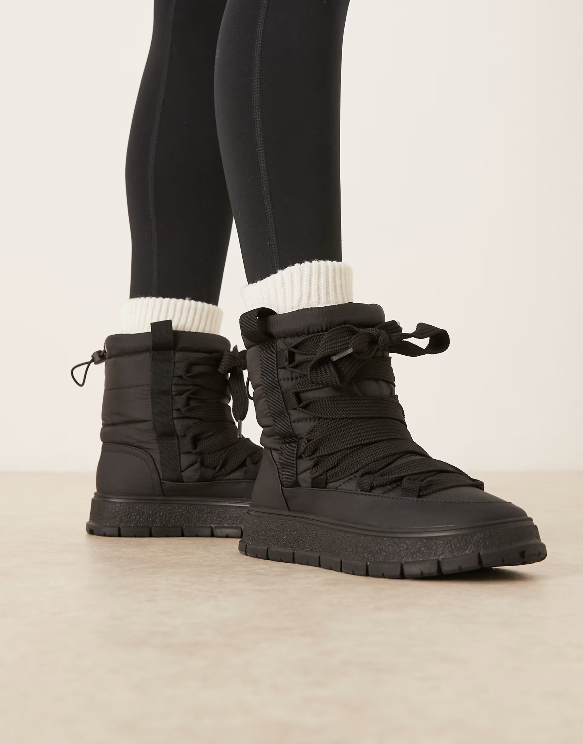ASOS DESIGN Arrow nylon lace up snow boot in black | ASOS (Global)