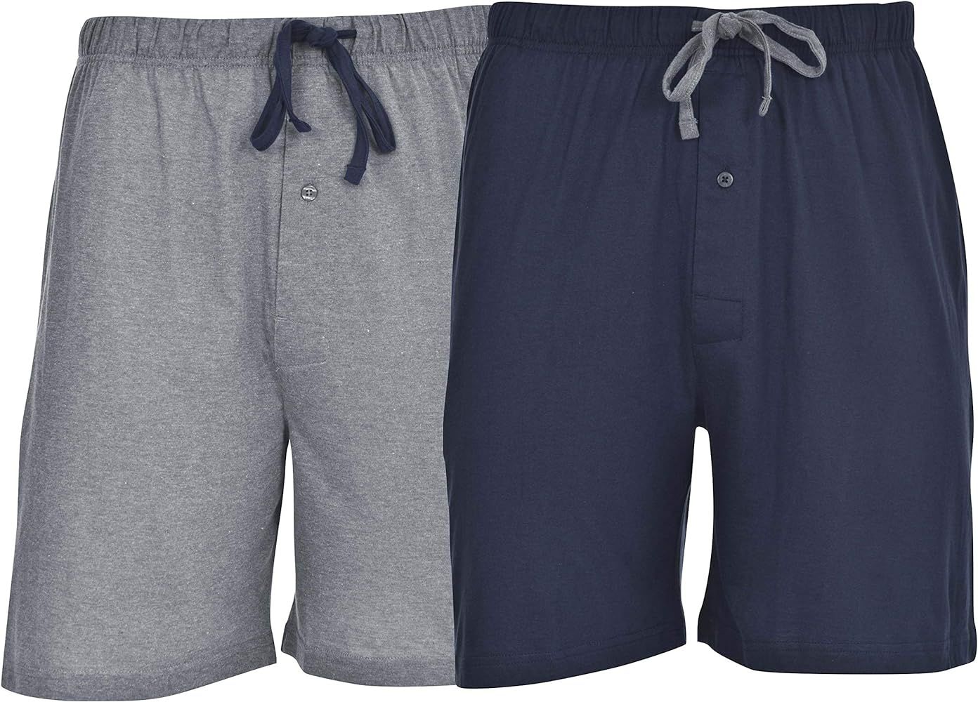 Hanes Men's 2-Pack Cotton Knit Shorts Waistband & Pockets, Assorted Colors and Sizes | Amazon (US)