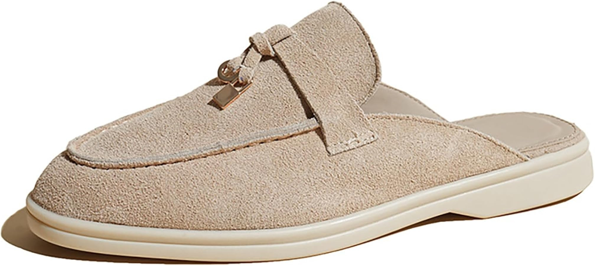 Pantuflas planas de gamuza retro para mujer con borlas, c\u00f3modas, sin cordones, puntera punti... | Amazon (US)