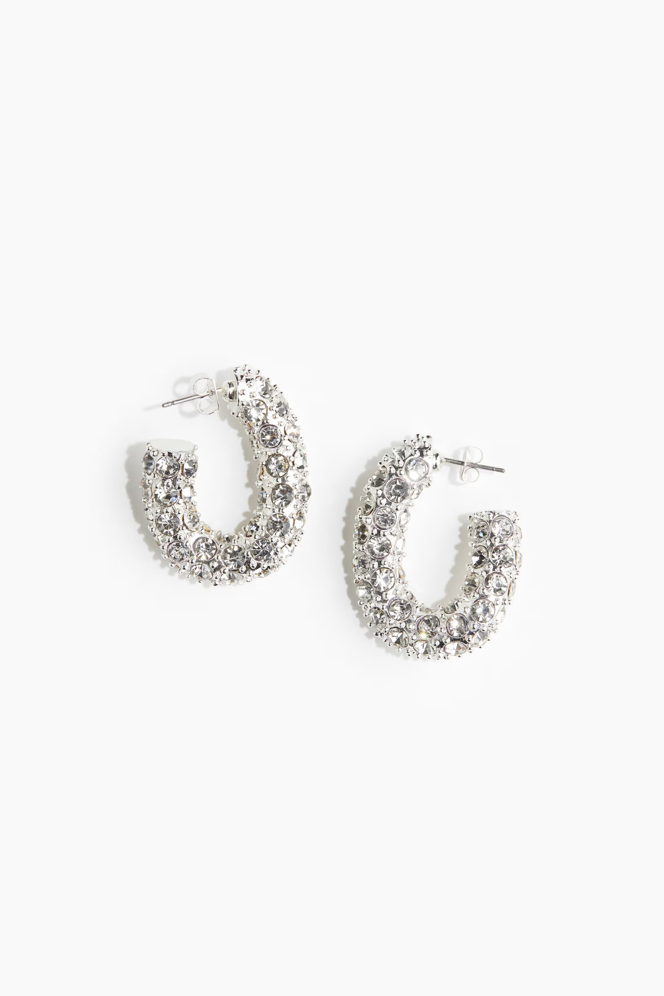 Rhinestone-decorated Hoop Earrings | H&M (US + CA)