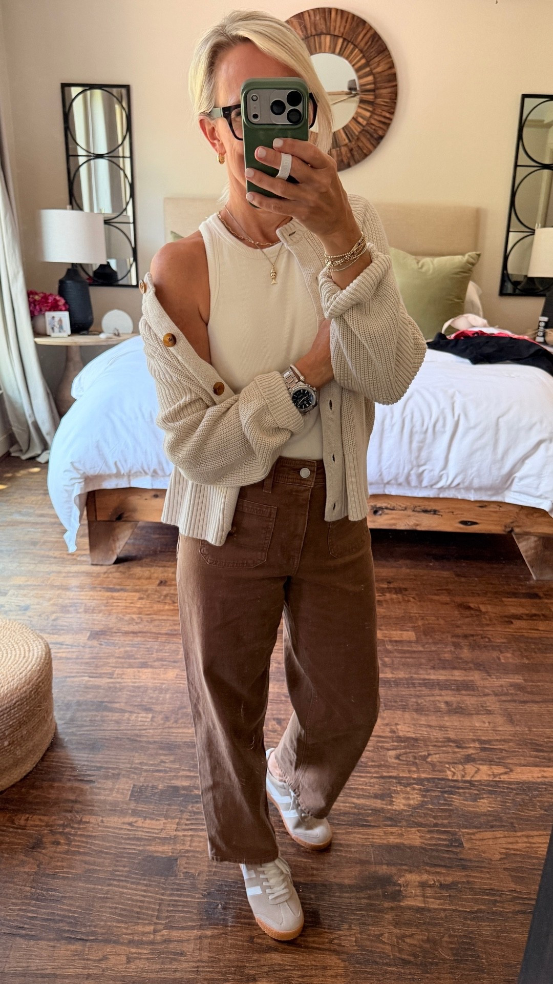 I love how these simple pieces come together for such an easy everyday outfit. The 100% cotton cardigan adds cozy texture, and these high-rise sailor straight jeans have the prettiest patch pockets and relaxed fit. I added a simple tank underneath and sneakers for an effortless, polished look. 🤎

💡 LTK MADE EASY
❤️ Heart = Support my posts!
🔖 Save = Get sale & restock alerts
📋 Lists = Keep favorites organized
📲 Share = Send lists and products to a friend. Hello, Christmas List!
💬 Comment = Ask me anything about what I’m wearing.:-)

#LTKootd #LTKOver40 #LTKSeasonal