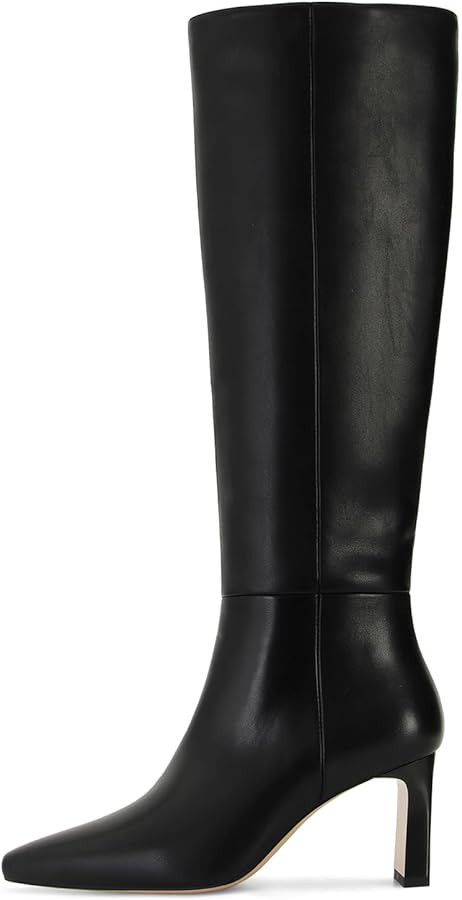 Knee High Boots for Women Square Toe Chunky Heeled Wide Calf Boots with Side Zipper Fall Dress El... | Amazon (US)