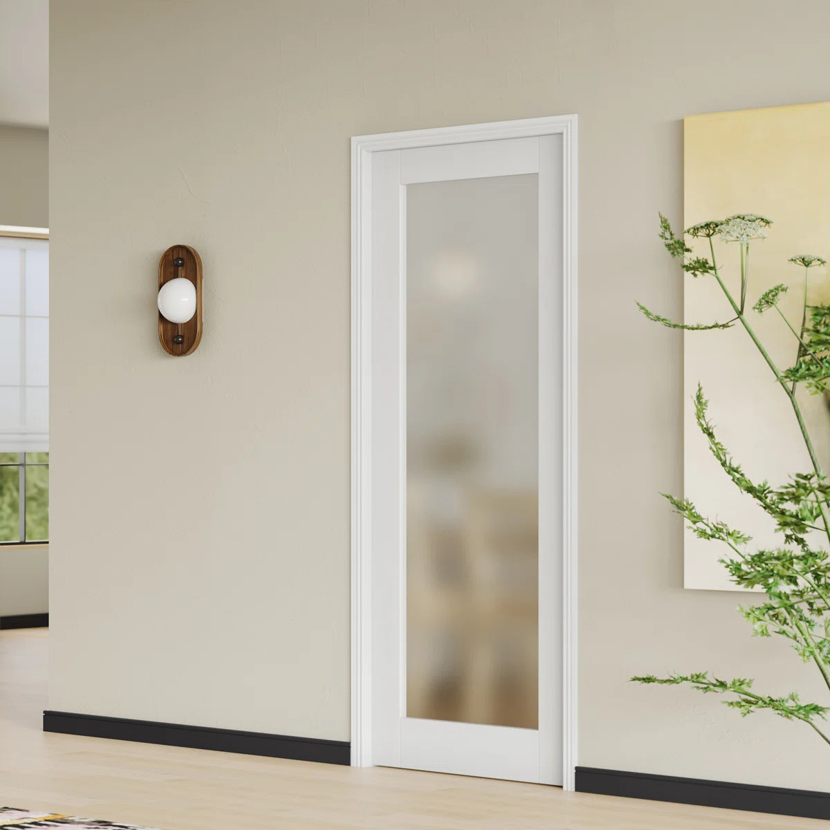 Prehung Style Interior Pantry Door with Matching Frame -1 Lite Frosted Glass White MDF Door for S... | Wayfair North America