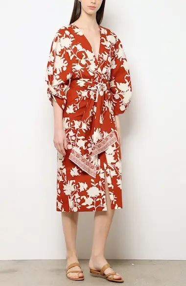Tie Front Bloom Print Cotton Dress | Nordstrom