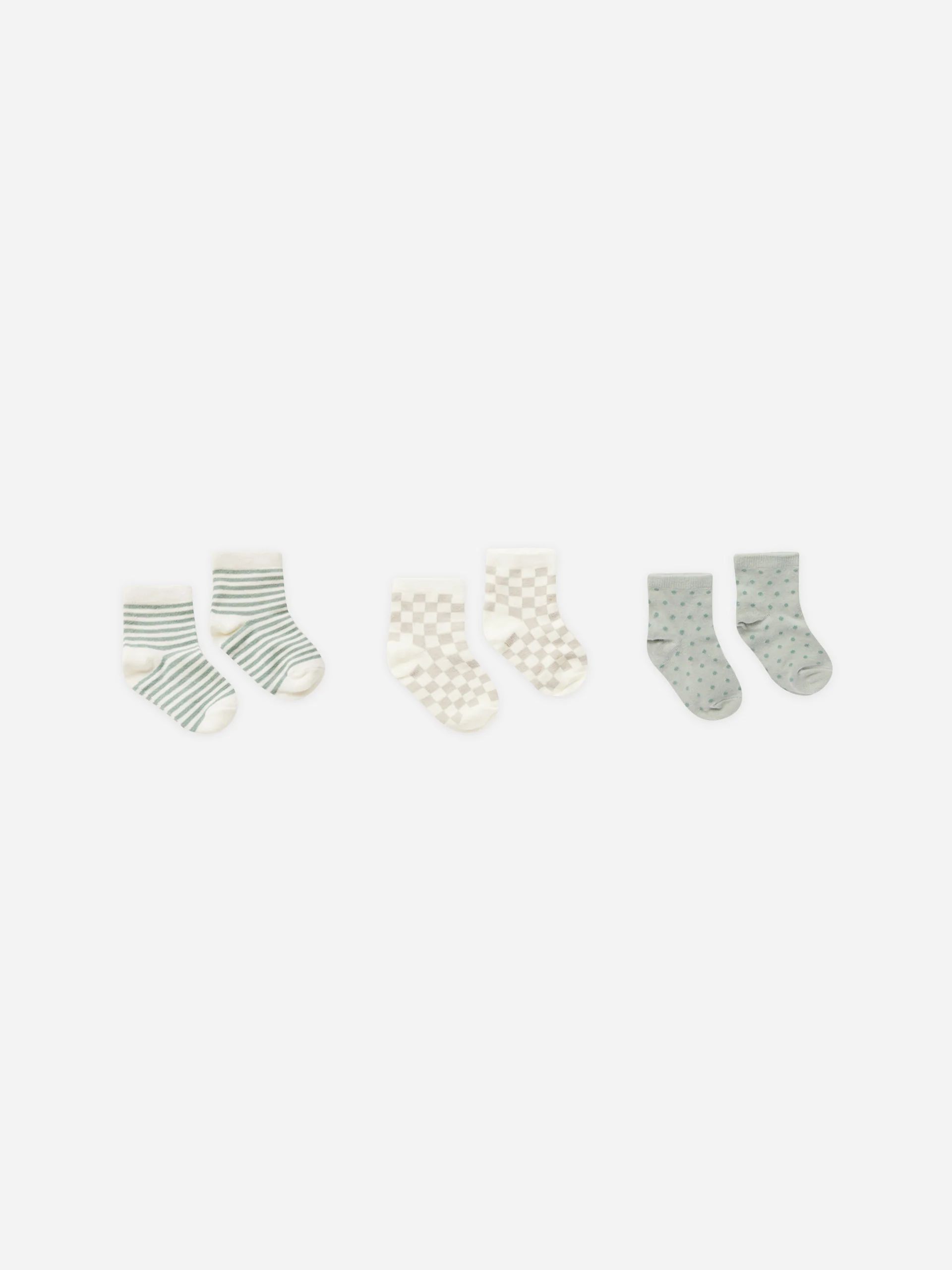 Printed Socks || Summer Stripe, Dove Check, Polka Dot | Rylee + Cru