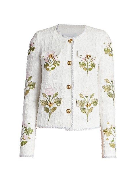 Giambattista Valli Rose Embroidered Tweed Jacket | Saks Fifth Avenue