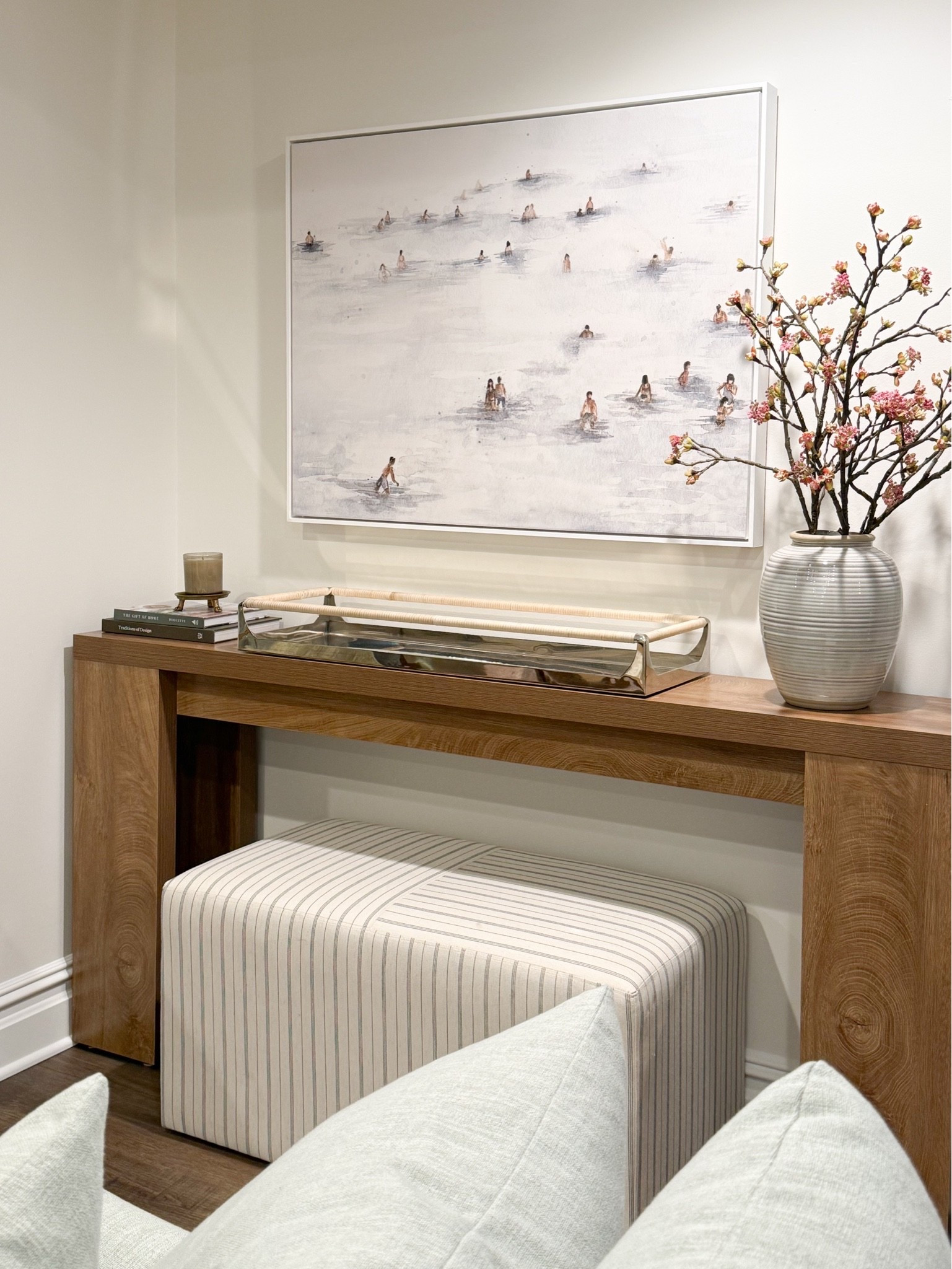 One of my favorite corners from our basement refresh. The oversized artwork and layered textures made this space feel instantly warmer, more elevated, and finished without overwhelming the room. I linked all of the framed art and decor details featured in this cozy basement design on the blog today.

basement decor, basement design inspiration, Minted art, framed artwork, neutral home decor, cozy family room, luxury basement ideas, modern traditional interiors, gallery wall inspiration, home decor details, interior styling, basement makeover ideas, collected home style, designer inspired interiors, Girl On The Hudson

#LTKHome #LTKSeasonal