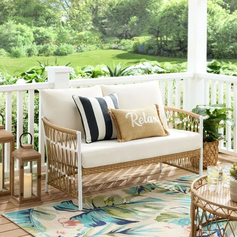 Better Homes & Gardens Lilah Outdoor Wicker Loveseat, White | Walmart (US)