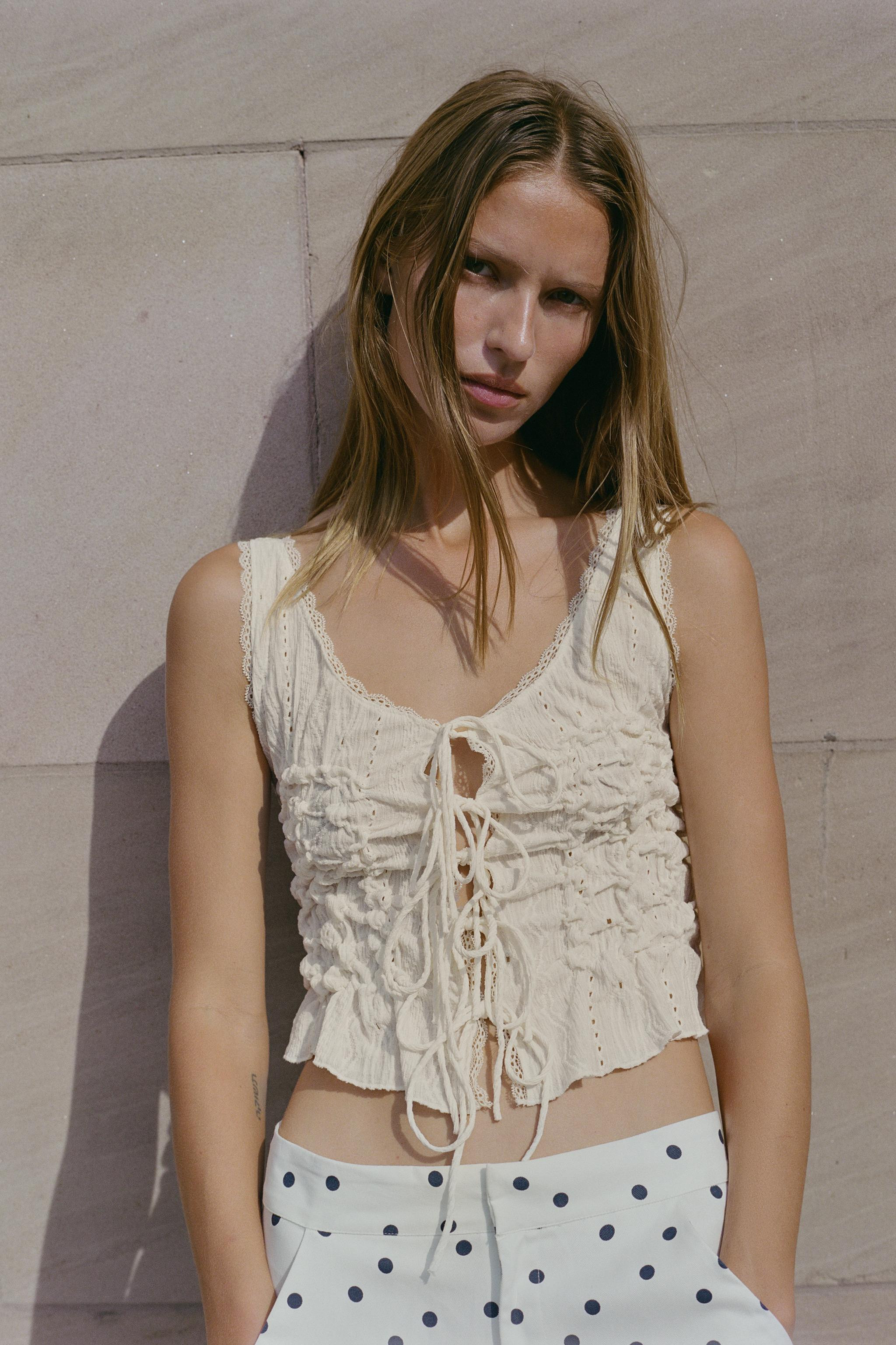 GATHERED TOP WITH BOWS | Zara UK