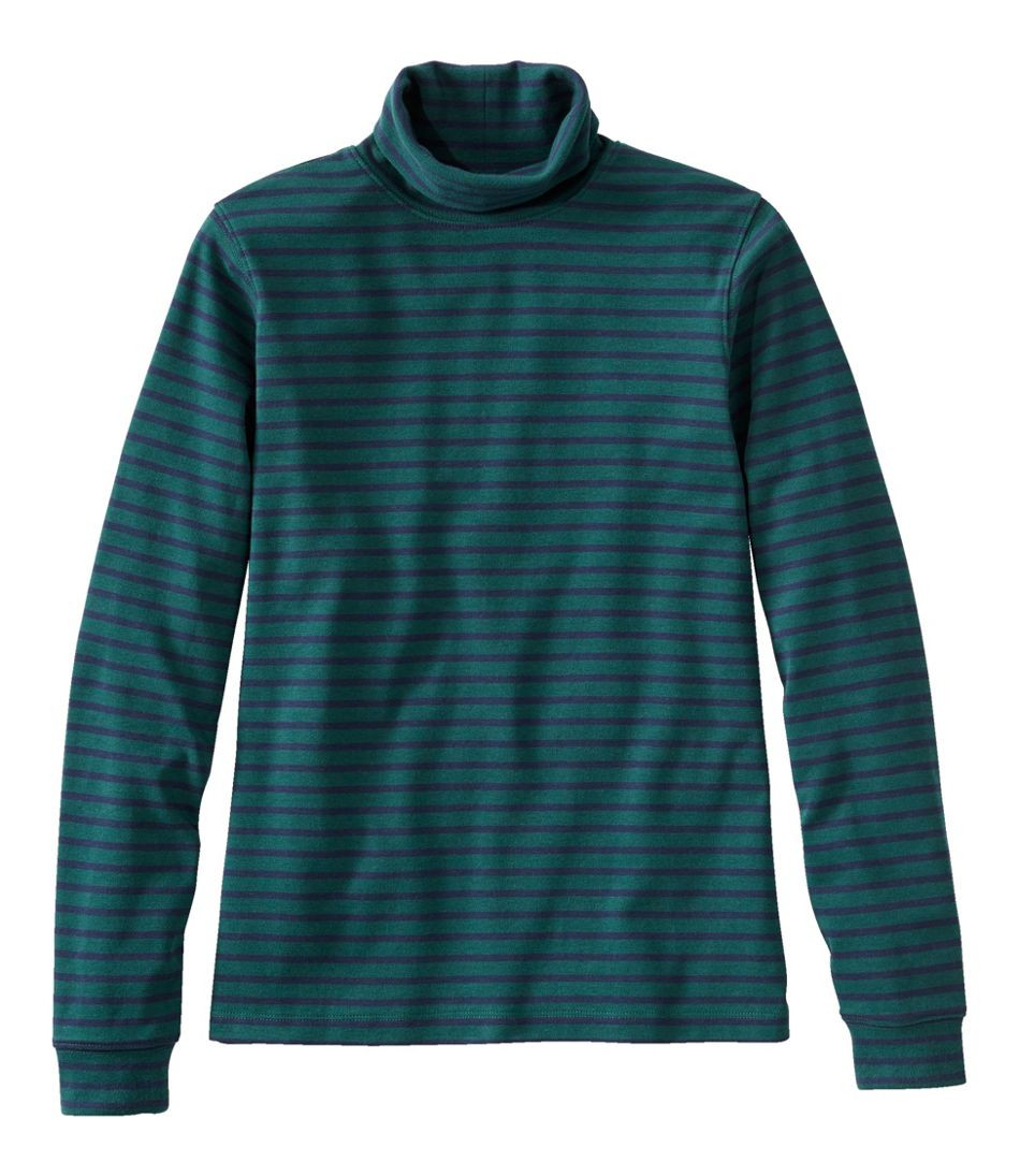 Women's L.L.Bean Interlock Turtleneck, Long-Sleeve Stripe | Tees & Knit Tops at L.L.Bean | L.L. Bean
