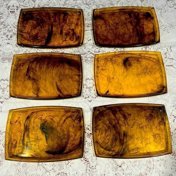 Set of 6 Lucite Tortoiseshell Snack Appetizer Trays Mid Century Modern | Poshmark