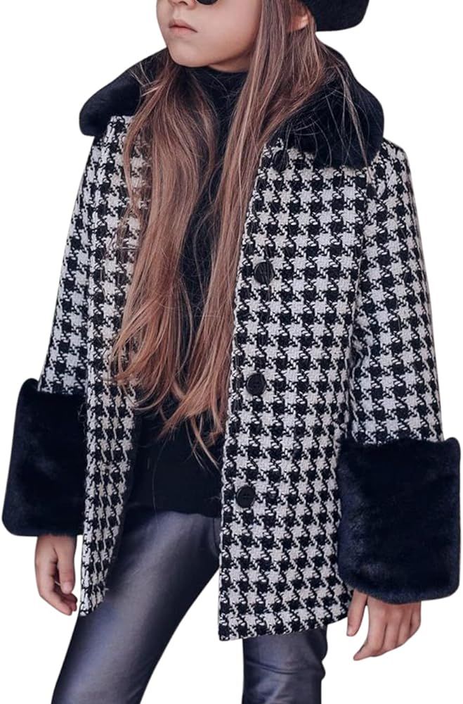 rrhss Baby Girls Winter Fur Collar Long Sleeve Woolen Coats | Amazon (US)