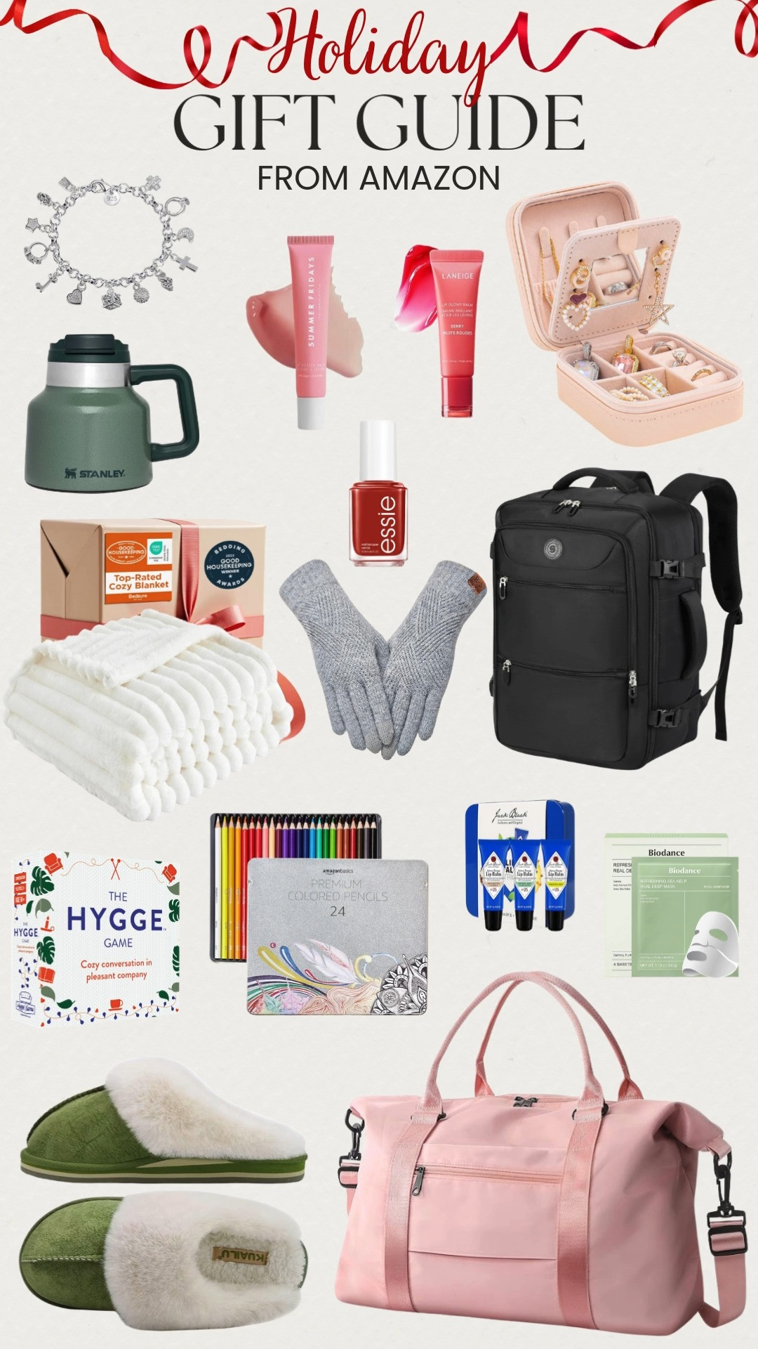 Holiday Gift Guide from Amazon 🎁✨
Sharing cute + practical picks like lip balm, gloves, Stanley mug, jewelry box, nail polish, cozy blankets, gym bags, backpacks, colored pencils, face masks, games, slippers, and bracelets. Perfect little gifts for everyone on your list! 

 #LTKGiftGuide #LTKSaleAlert #LTKFindsUnder50