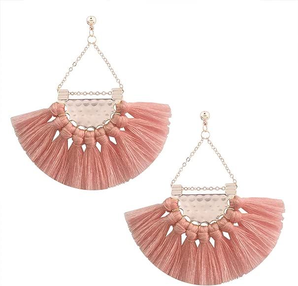 Womens Tassels Earrings Girls Bohemian Tassel Drop Vintage Retro Tassel Dangle Boho Drop Earrings... | Amazon (US)