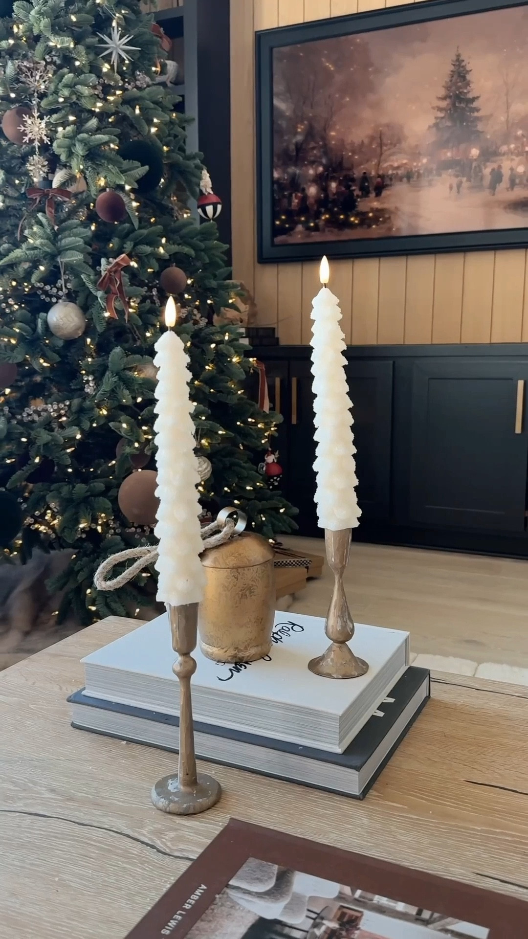 Holiday home decor! Love these tree flameless candles. I grabbed them from @potterybarn and they come in two colors. 

#LTKHome #LTKHoliday