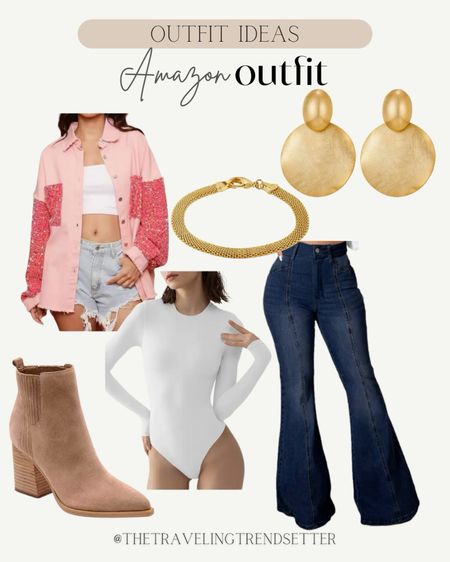 Amazon outfit ideas - winter outfit - western outfit -  Nashville outfit, Amazon, concert, outfits, winter outfit, casual outfit, business, casual, teacher, outfit, booties, bodysuit, flare, denim, gold jewelry, Shacket, pink, sequence, Rodeo, Houston

#LTKsalealert #LTKfindsunder50 #LTKfindsunder100