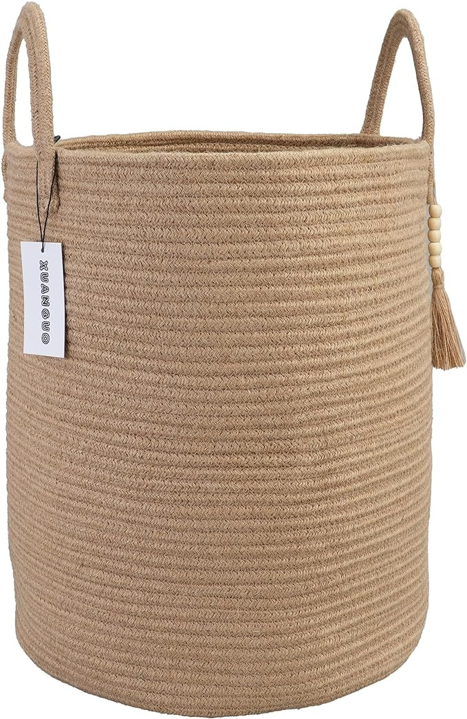Rope Laundry Basket Laundry Hamper for Clothes Woven Storage Basket for Living Room Bedroom Boho ... | Amazon (US)