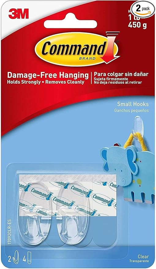 Command Small Wall Hooks, Damage Free Hanging Wall Hooks with Adhesive Strips, No Tools Wall Hook... | Amazon (US)