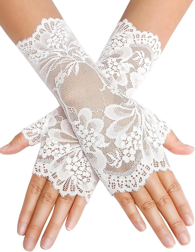 Avidlove Women Short Lace Gloves Fingerless Bridal Wrist Glove Opera Evening Wedding Tea Party Pr... | Amazon (US)