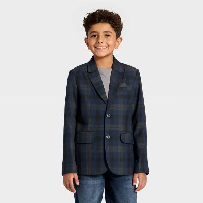 Boys' Holiday Plaid Suit Jacket - Cat & Jack™ Navy Blue | Target